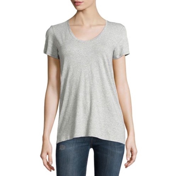 Theory Scoop Neck Heathered Gray T Shirt - Picture 1 of 8